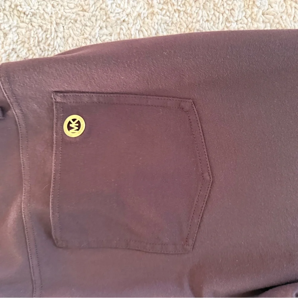Michael Kors SZ 14 brown knit zip front ankle pants. Excellent condition